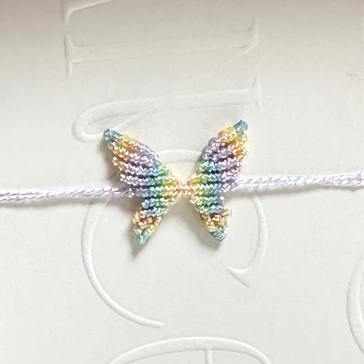 Handwoven gold and silver thread butterfly bracelet