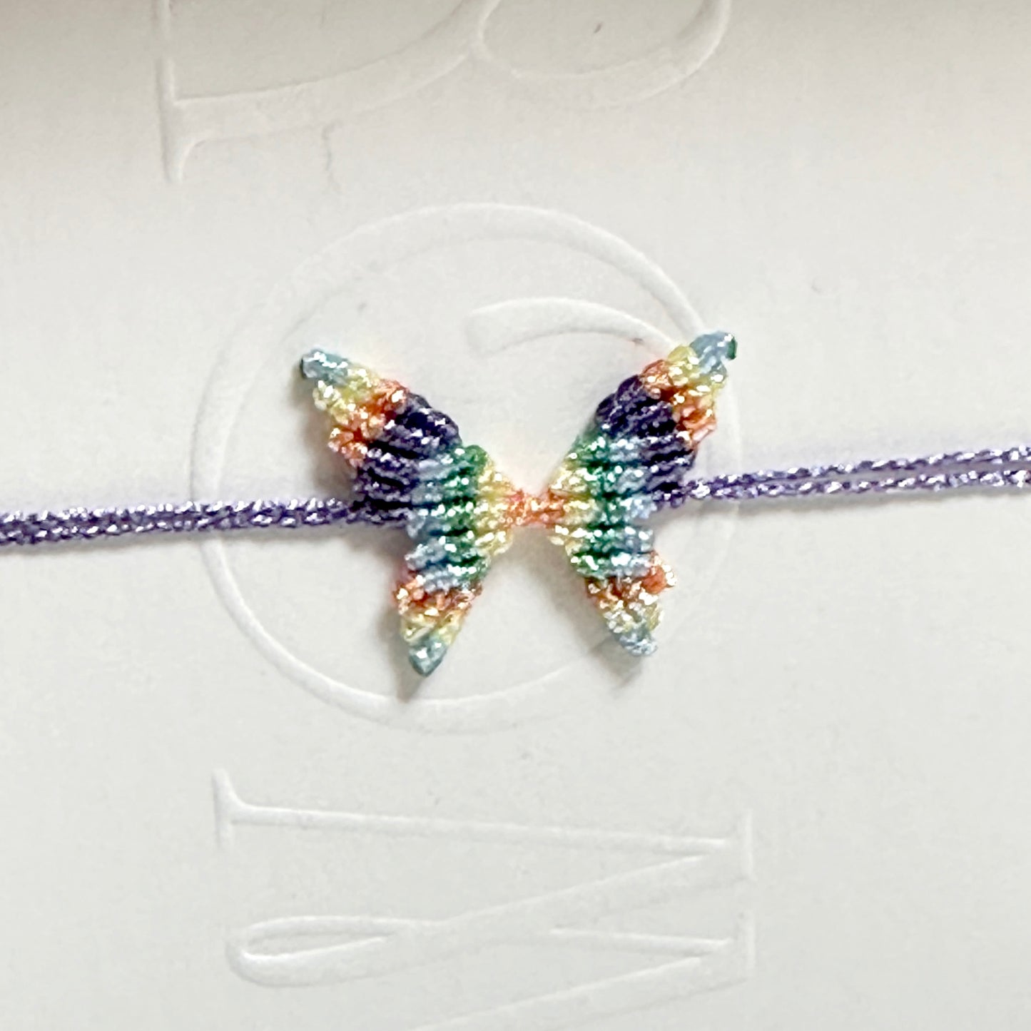 Handwoven gold and silver thread butterfly bracelet