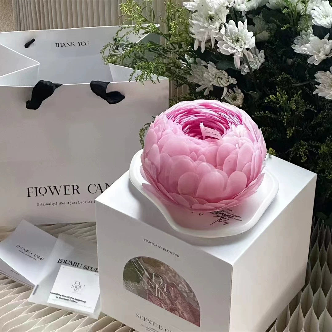 Handmade peony flower scented candle niche premium fragrance gift box