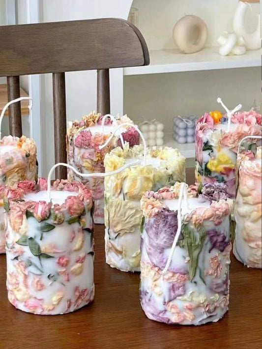 Cylinder rose embossed scented candle soybean wax home decoration gift