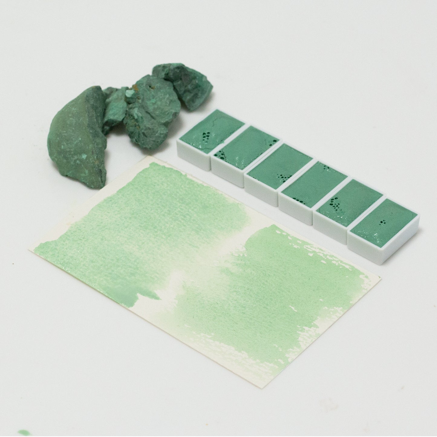 Natural Malachite mineral handmade solid watercolor green pigment landscape sketch translucent green