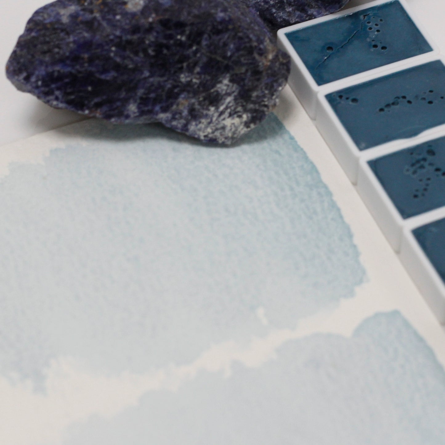 Blue-vein Stone natural mineral solid handmade watercolor pigment translucent.