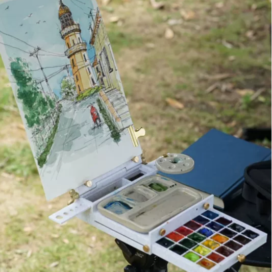 Outdoor Sketch Easel Portable All-round Watercolor Sketch Paint Box