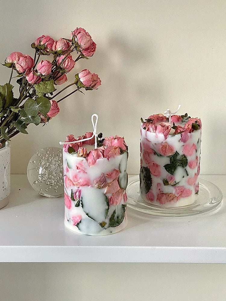 Dried rose scented candle set gift