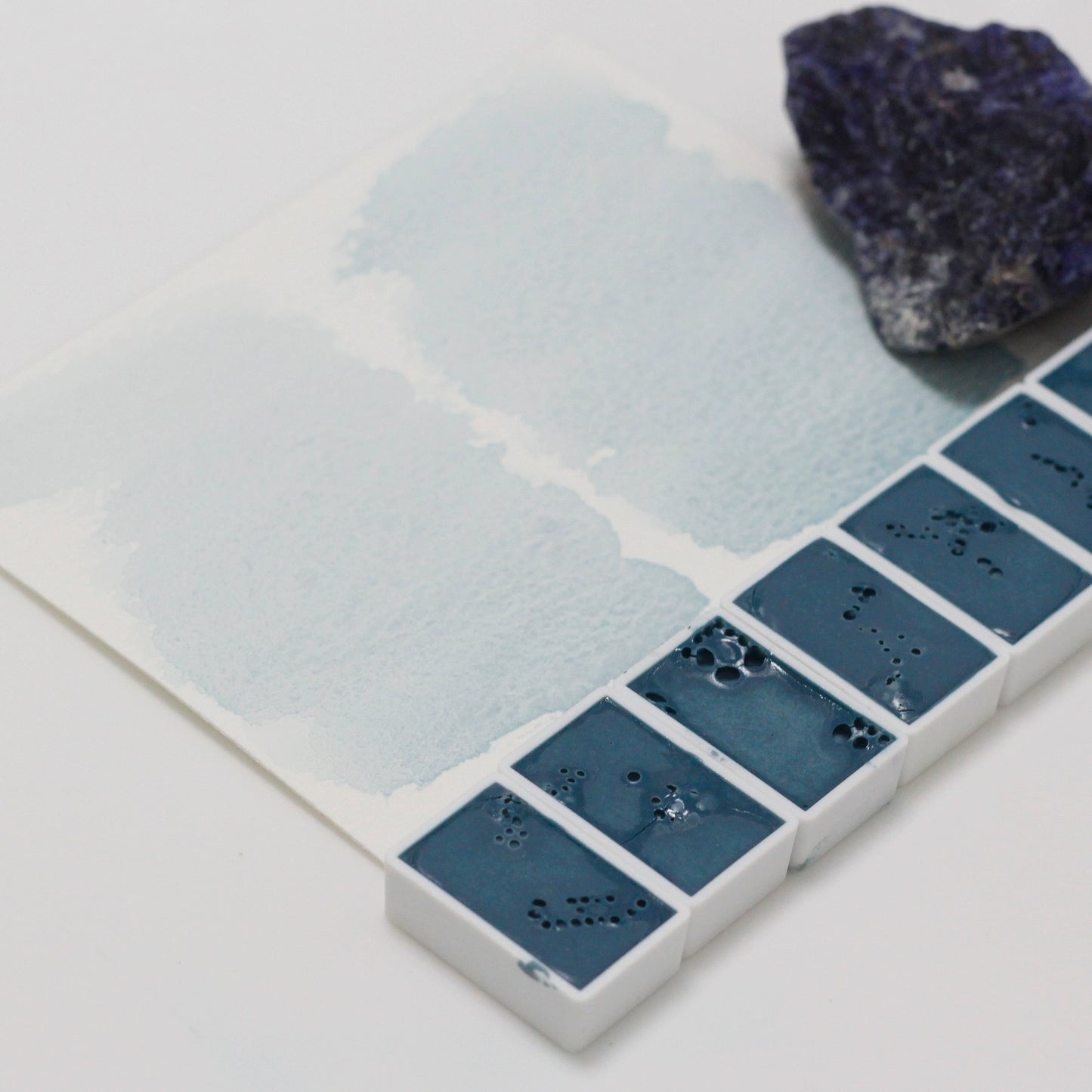 Blue-vein Stone natural mineral solid handmade watercolor pigment translucent.