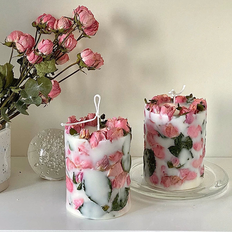 Dried rose scented candle set gift