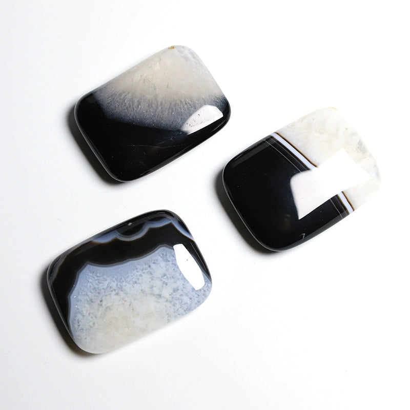 Natural square black and white agate mineral crystals