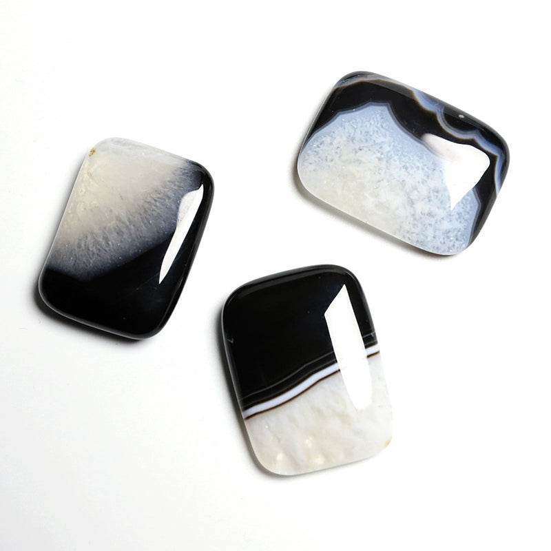 Natural square black and white agate mineral crystals