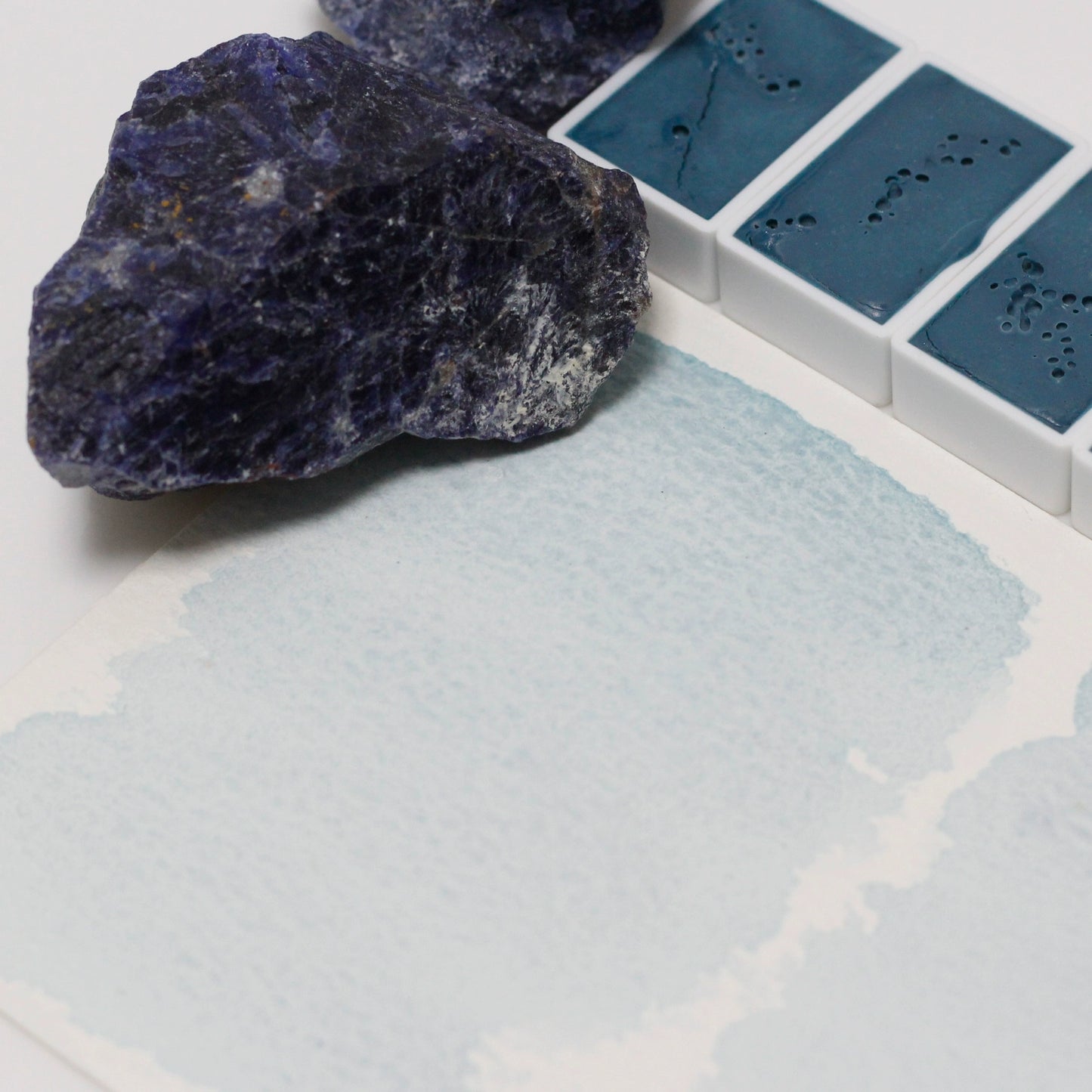 Blue-vein Stone natural mineral solid handmade watercolor pigment translucent.