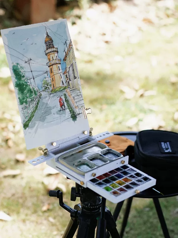 Outdoor Sketch Easel Portable All-round Watercolor Sketch Paint Box