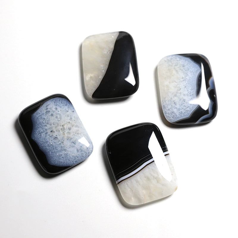 Natural square black and white agate mineral crystals