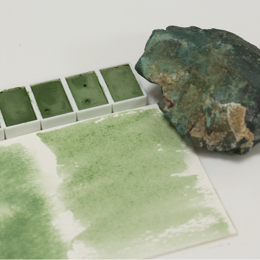 Green Agate Natural Mineral Handmade Solid Watercolor Green Pigment