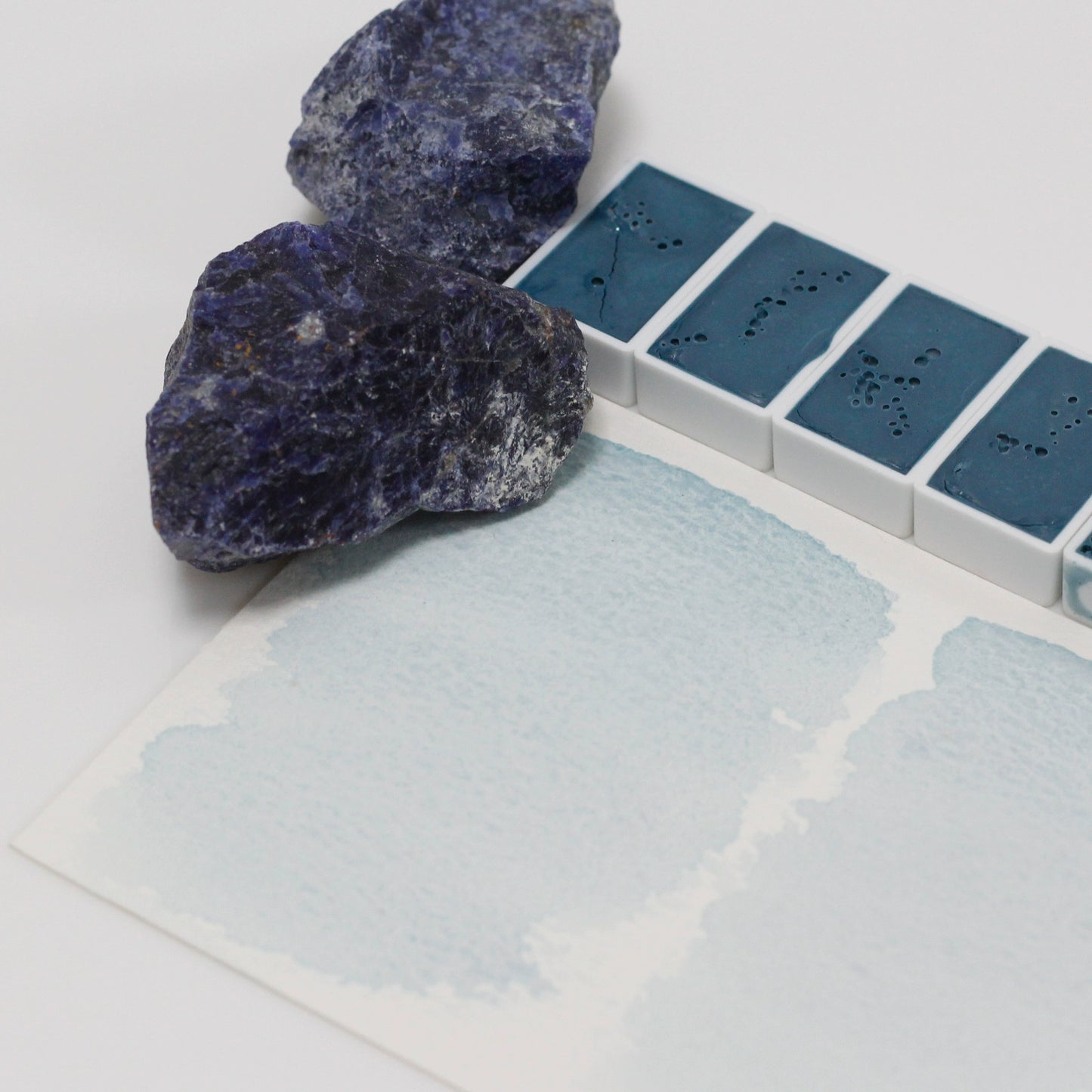 Blue-vein Stone natural mineral solid handmade watercolor pigment translucent.