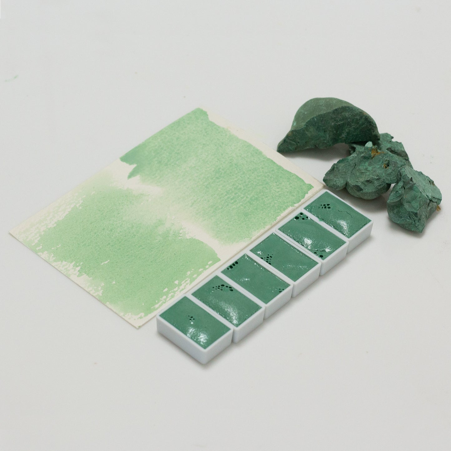 Natural Malachite mineral handmade solid watercolor green pigment landscape sketch translucent green