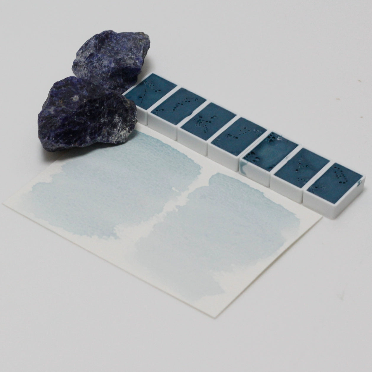 Blue-vein Stone natural mineral solid handmade watercolor pigment translucent.