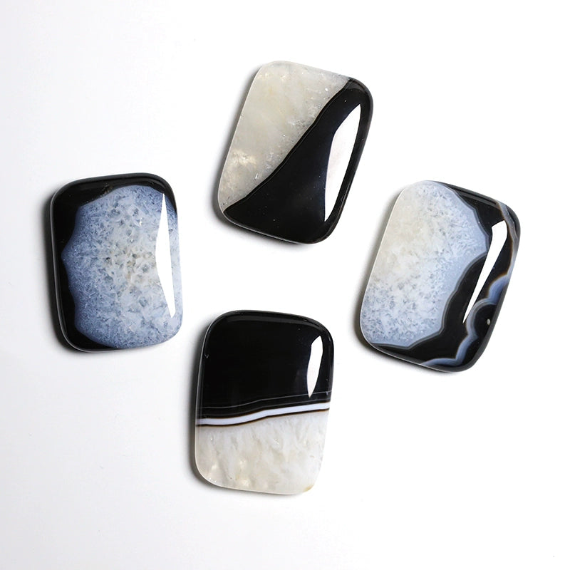 Natural square black and white agate mineral crystals