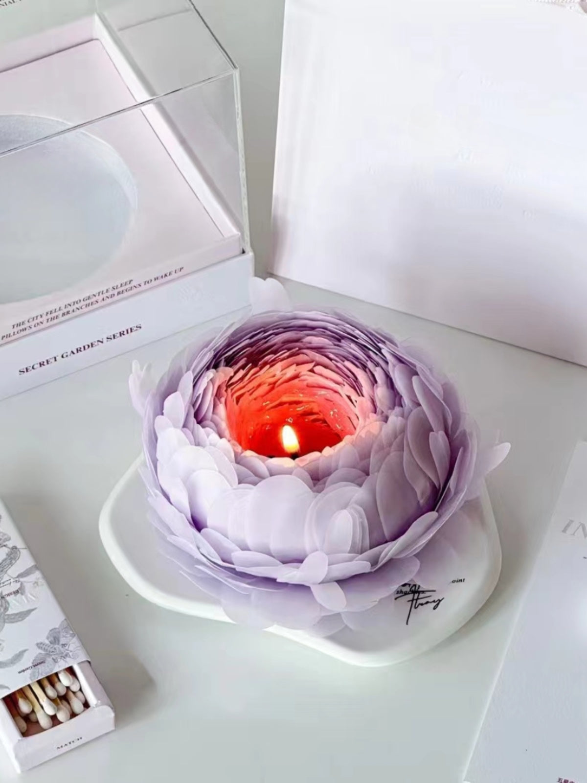 Handmade peony flower scented candle niche premium fragrance gift box