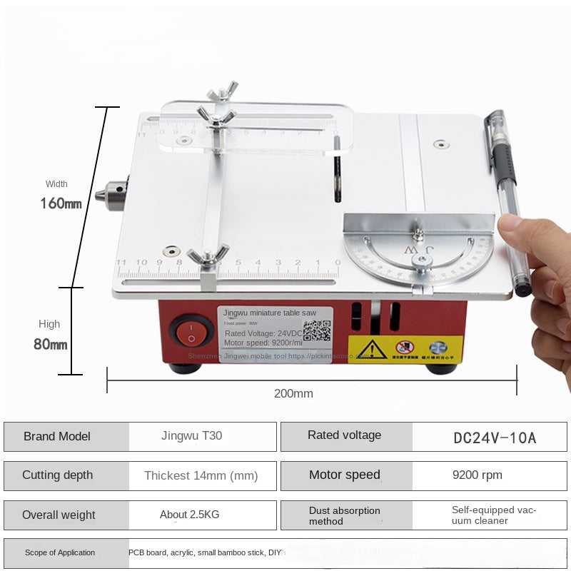 Precision desktop micro table saw DIY acrylic PCB desktop cutting machine mini aluminum alloy model small electric saw