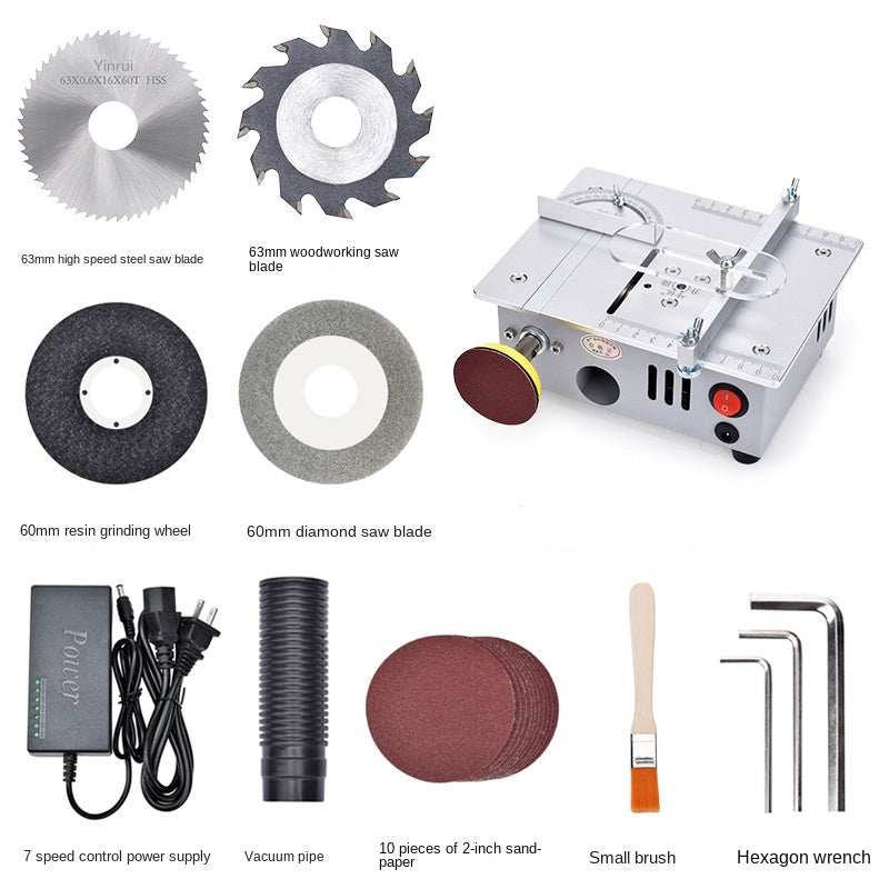 Precision desktop micro table saw DIY acrylic PCB desktop cutting machine mini aluminum alloy model small electric saw